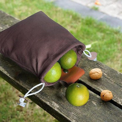 Black Collapsible Canvas Foraging Pouch - Hands-Free Belt Bag for Hiking & Camping Activities.