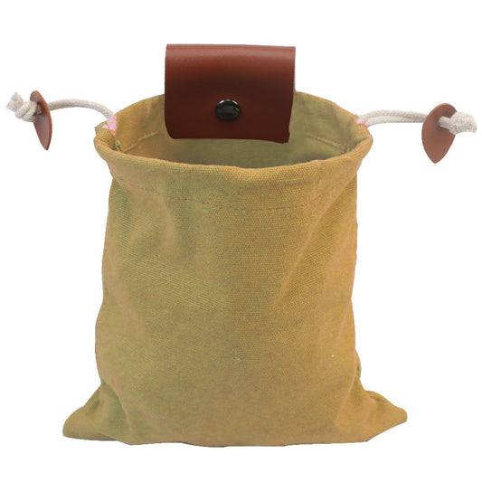 Khaki Collapsible Canvas Foraging Pouch - Hands-Free Belt Bag for Hiking & Camping Activities.