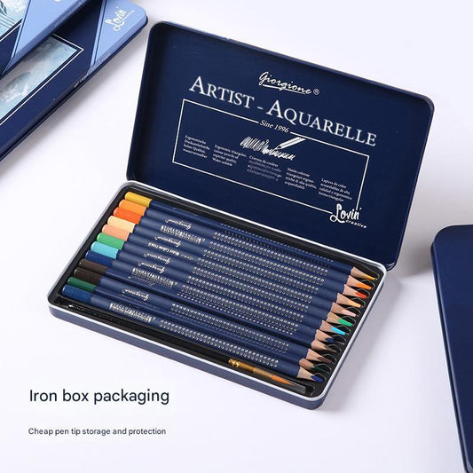 Giorgione Artist Watercolour Pencils 12-Color Set - Premium Water Soluble Colored Pencils for Art & Drawing with Tin Case.