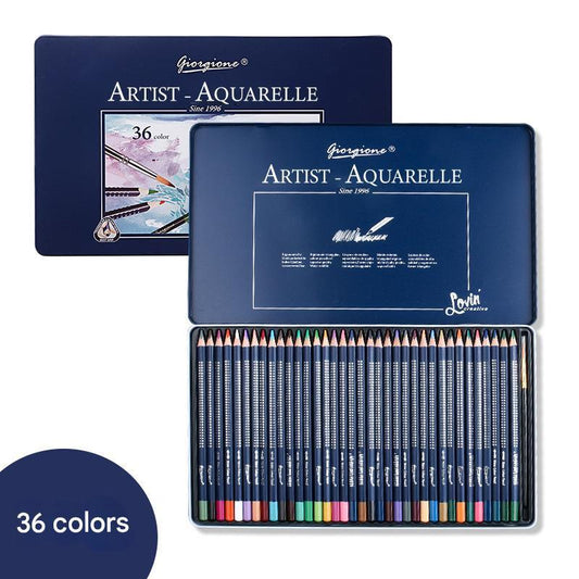 Giorgione Artist Watercolour Pencils 36-Color Set - Premium Water Soluble Colored Pencils for Art & Drawing with Tin Case.