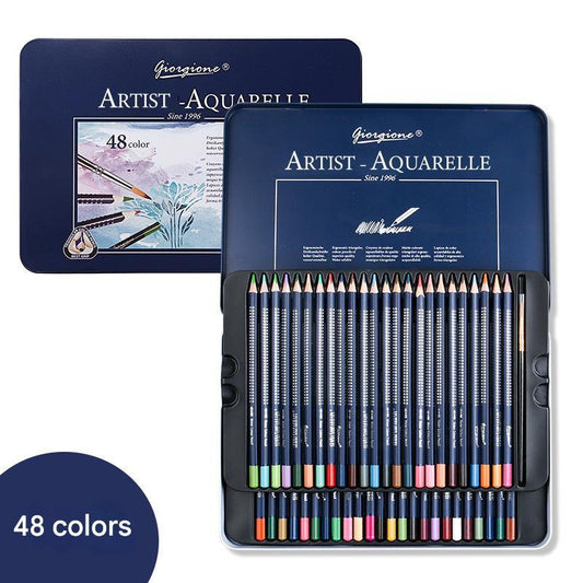 Giorgione Artist Watercolour Pencils 48-Color Set - Premium Water Soluble Colored Pencils for Art & Drawing with Tin Case.