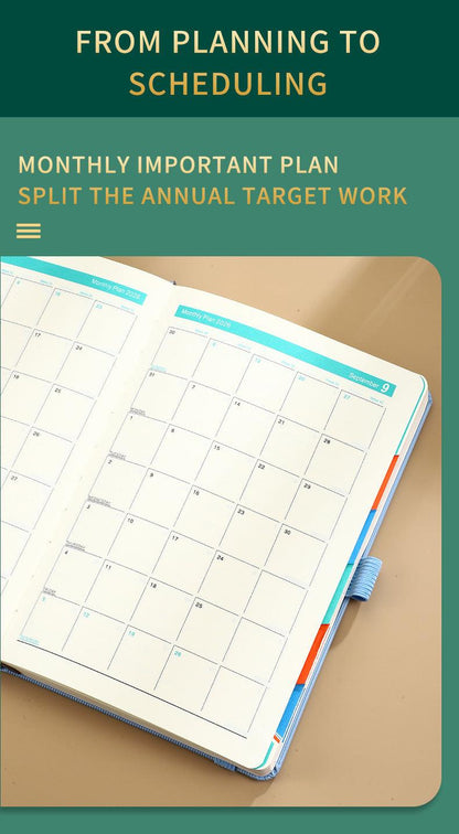 Red 2026 A5 English Daily Planner Notebook 365-Day Schedule Book for Monthly & Annual Planning.