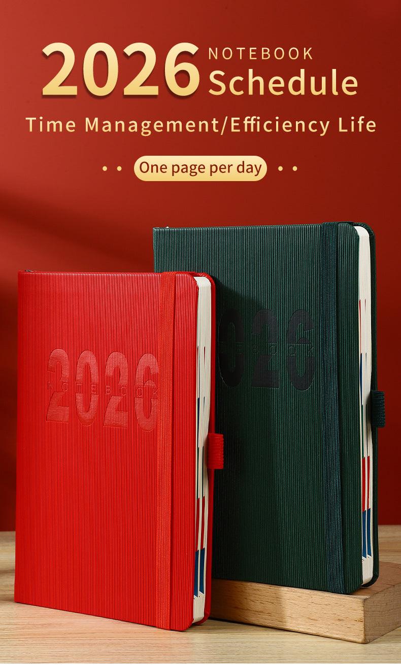 Blue 2026 A5 English Daily Planner Notebook 365-Day Schedule Book for Monthly & Annual Planning.