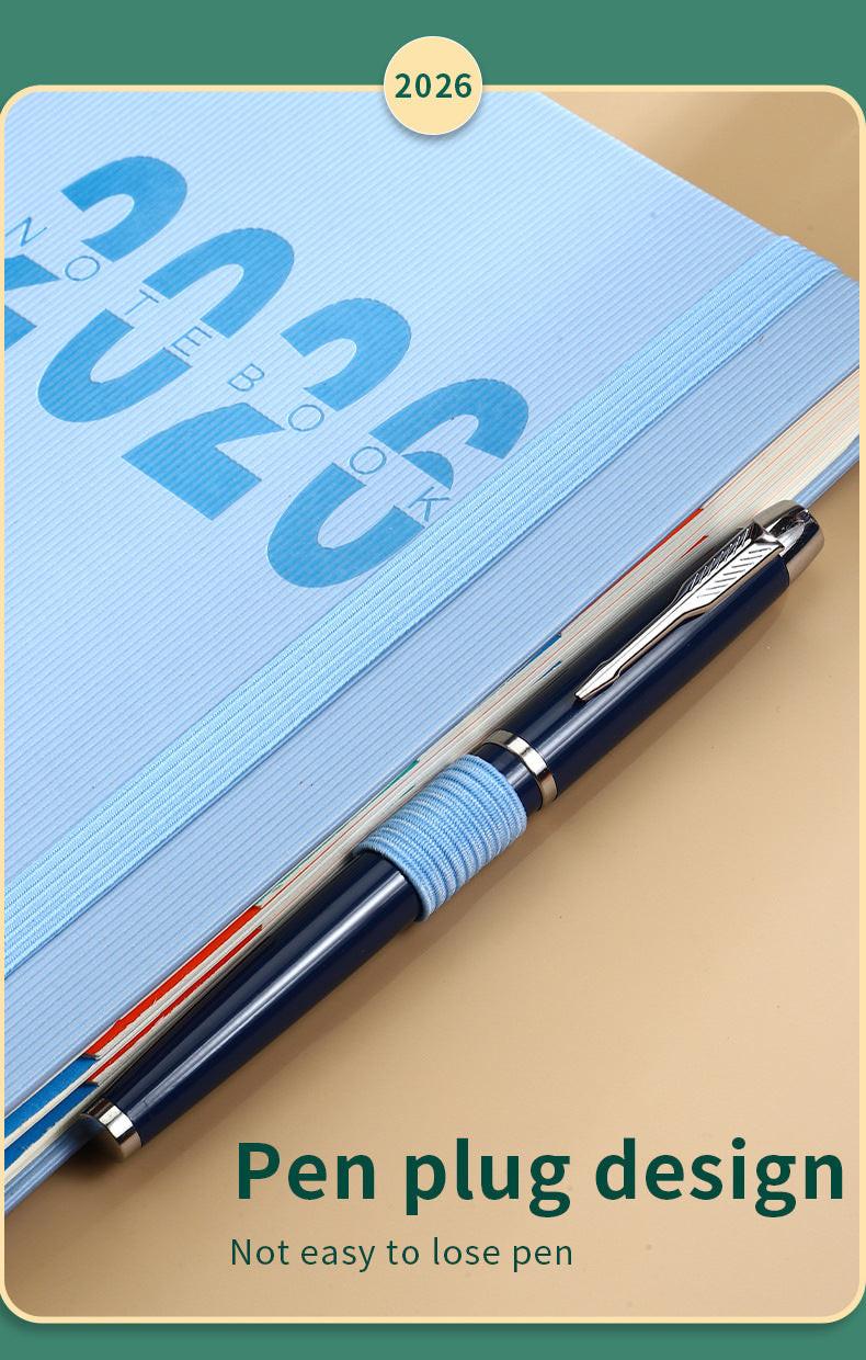 Blue 2026 A5 English Daily Planner Notebook 365-Day Schedule Book for Monthly & Annual Planning.