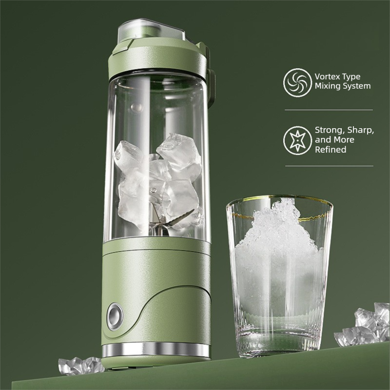 Green Portable Automatic Rechargeable Blender Wireless Juicer Mini Ice Crusher for Smoothies & Shakes.