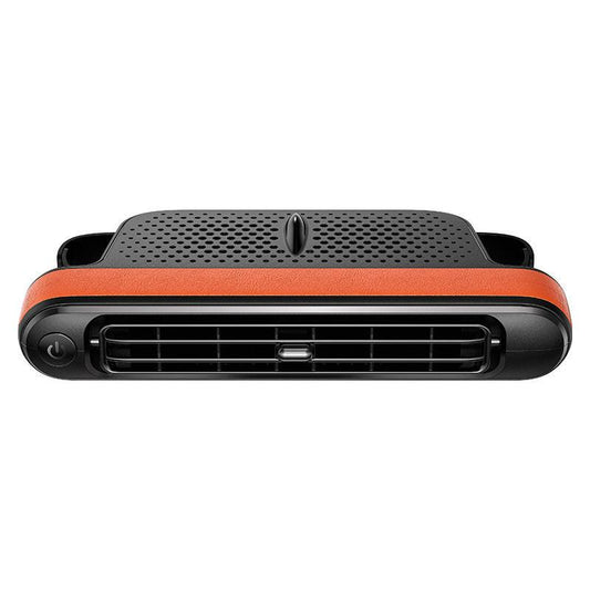 Black and Orange Car Seat Back Headrest Fan USB Powered Dual Turbine Bladeless Cooling Fan with 3 Speeds.