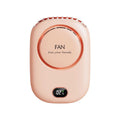 Pink Portable Bladeless Neck Fan with Waist Clip & Digital Display USB Rechargeable Mini Fan.