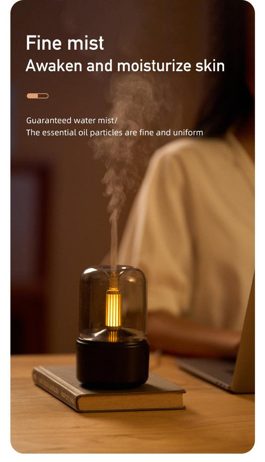 White Creative Candleligh Aromatherapy Diffuser USB Desktop Ambient Candle Lamp Humidifier.