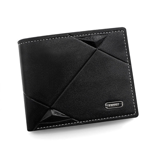 Black Men's PU Leather Bifold Wallet - Slim Short Design with Zipper Coin Pocket - Multi Card Slots and ID Window for Everyday Use