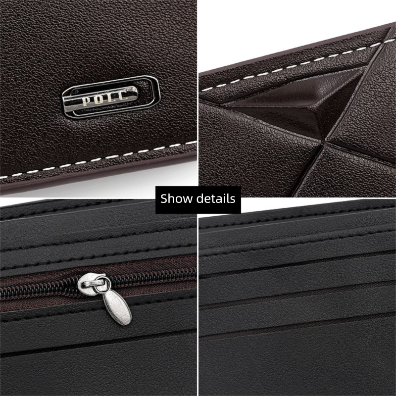 Brown Men's PU Leather Bifold Wallet - Slim Short Design with Zipper Coin Pocket - Multi Card Slots and ID Window for Everyday Use