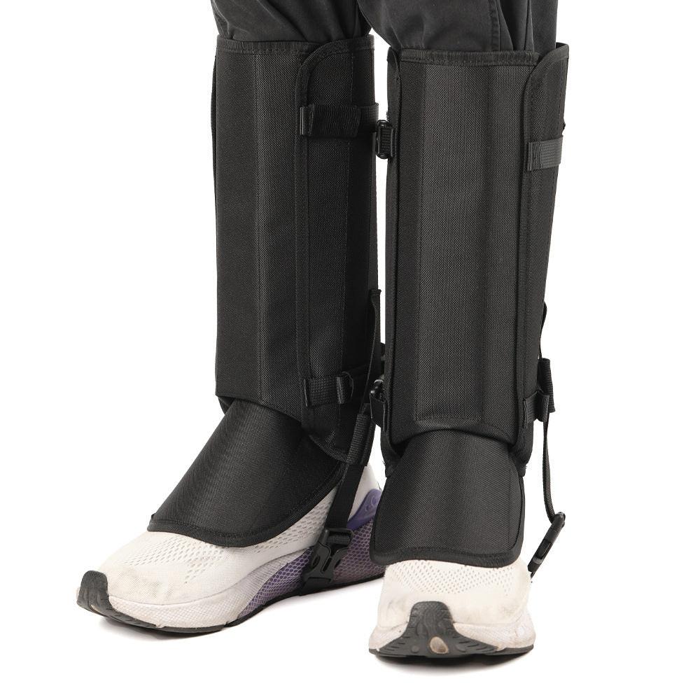 Black Outdoor Waterproof Leg Gaiters - Anti-Snake Bite & Scratch Protection Boot Covers - Breathable Nylon Oxford Leg Guards for Hiking Camping.