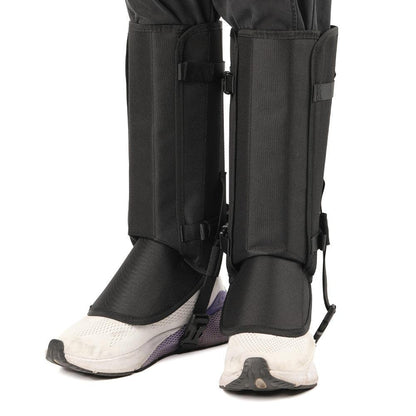 Black Outdoor Waterproof Leg Gaiters - Anti-Snake Bite & Scratch Protection Boot Covers - Breathable Nylon Oxford Leg Guards for Hiking Camping.