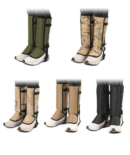Black Outdoor Waterproof Leg Gaiters - Anti-Snake Bite & Scratch Protection Boot Covers - Breathable Nylon Oxford Leg Guards for Hiking Camping.