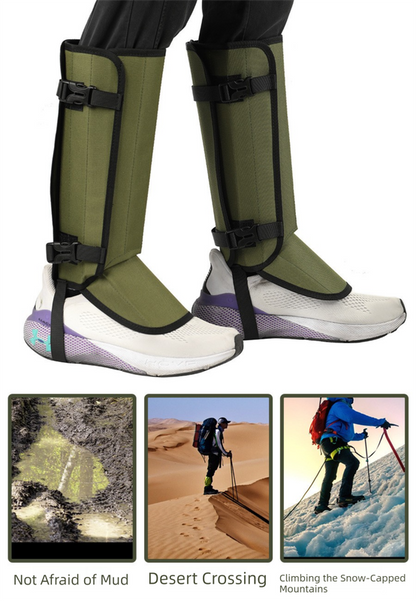Black Outdoor Waterproof Leg Gaiters - Anti-Snake Bite & Scratch Protection Boot Covers - Breathable Nylon Oxford Leg Guards for Hiking Camping.