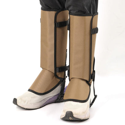 Khaki Outdoor Waterproof Leg Gaiters - Anti-Snake Bite & Scratch Protection Boot Covers - Breathable Nylon Oxford Leg Guards for Hiking Camping.