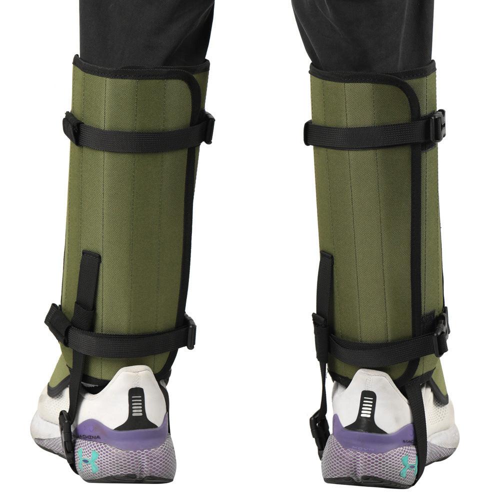 Khaki Outdoor Waterproof Leg Gaiters - Anti-Snake Bite & Scratch Protection Boot Covers - Breathable Nylon Oxford Leg Guards for Hiking Camping.