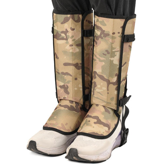 Camouflage khaki Outdoor Waterproof Leg Gaiters - Anti-Snake Bite & Scratch Protection Boot Covers - Breathable Nylon Oxford Leg Guards for Hiking Camping.