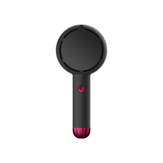Black 2-in-1 Handheld Fan with LED Makeup Mirror - Portable USB Rechargeable Beauty Light Fan with Desktop Base - 3 Speed Quiet Airflow for Travel & Summer.