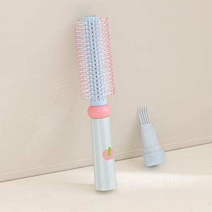 Blue 3-Piece Aesthetic Hair Brush Set - Detangling Air Cushion & Volumising Roller Comb with Hidden Cleaning Claw - Scalp Massage Styling Kit