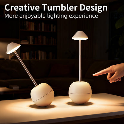 Orange Creative Tumbler LED Night Light - Rechargeable RGB Desk Lamp with Remote Control - Height Adjustable, Brightness Adjustable, Bedside Ambient Light