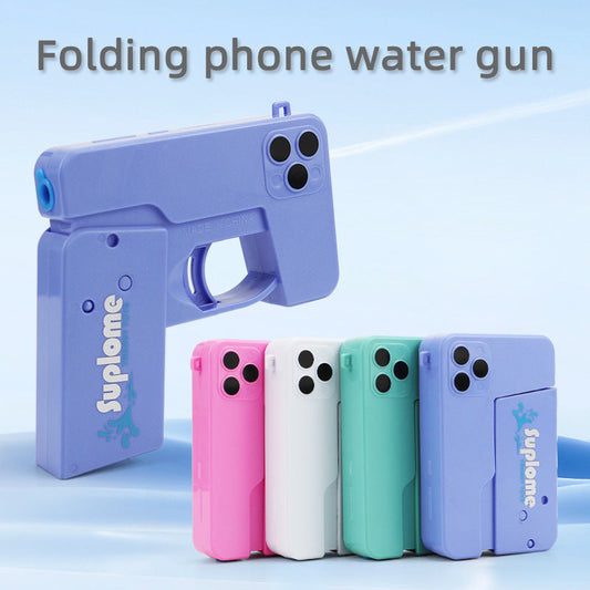 2 Pcs Green Mini Foldable Phone Water Gun - Portable Dual-Nozzle Spray Toy for Summer Fun and Stress Relief