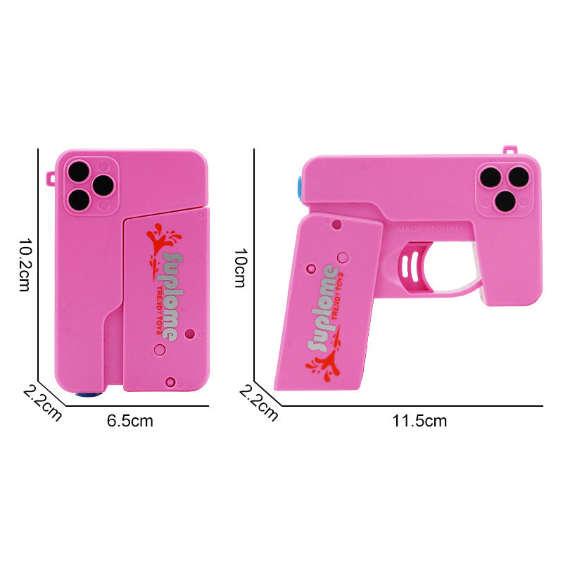 2 Pcs Green Mini Foldable Phone Water Gun - Portable Dual-Nozzle Spray Toy for Summer Fun and Stress Relief