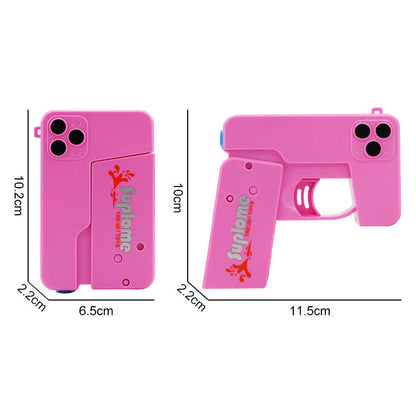 2 Pcs Green Mini Foldable Phone Water Gun - Portable Dual-Nozzle Spray Toy for Summer Fun and Stress Relief