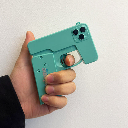 2 Pcs Green Mini Foldable Phone Water Gun - Portable Dual-Nozzle Spray Toy for Summer Fun and Stress Relief