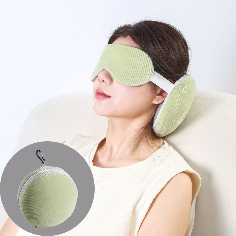 Pink and Grey 3-in-1 Foldable Sleep Eye Mask with Neck Pillow - Compact Travel Pillow for Airplane, Office Naps and Restful Sleep