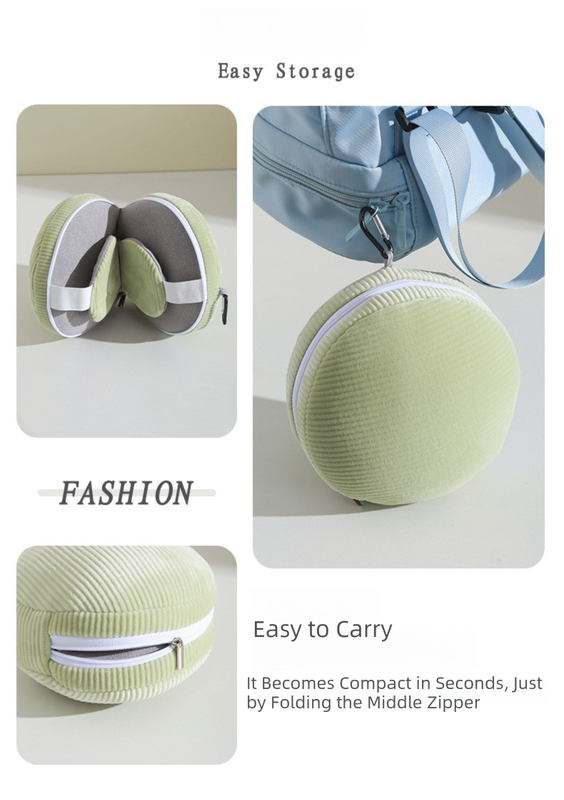Pink and Grey 3-in-1 Foldable Sleep Eye Mask with Neck Pillow - Compact Travel Pillow for Airplane, Office Naps and Restful Sleep
