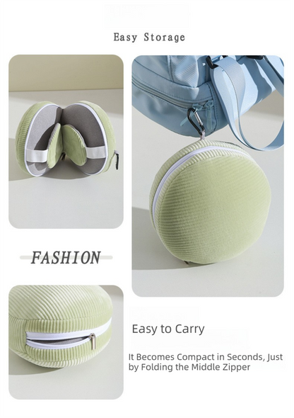 Pink and Grey 3-in-1 Foldable Sleep Eye Mask with Neck Pillow - Compact Travel Pillow for Airplane, Office Naps and Restful Sleep