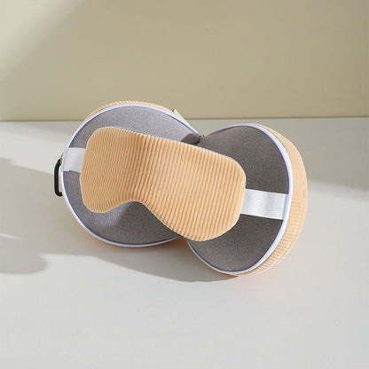 Beige and Grey 3-in-1 Foldable Sleep Eye Mask with Neck Pillow - Compact Travel Pillow for Airplane, Office Naps and Restful Sleep
