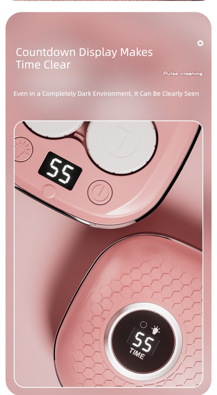 Grey Portable Sonic Wave Contact Lens Cleaner with LED Makeup Mirror - Automatic Electric Lens Cleaning Case for Daily Use.