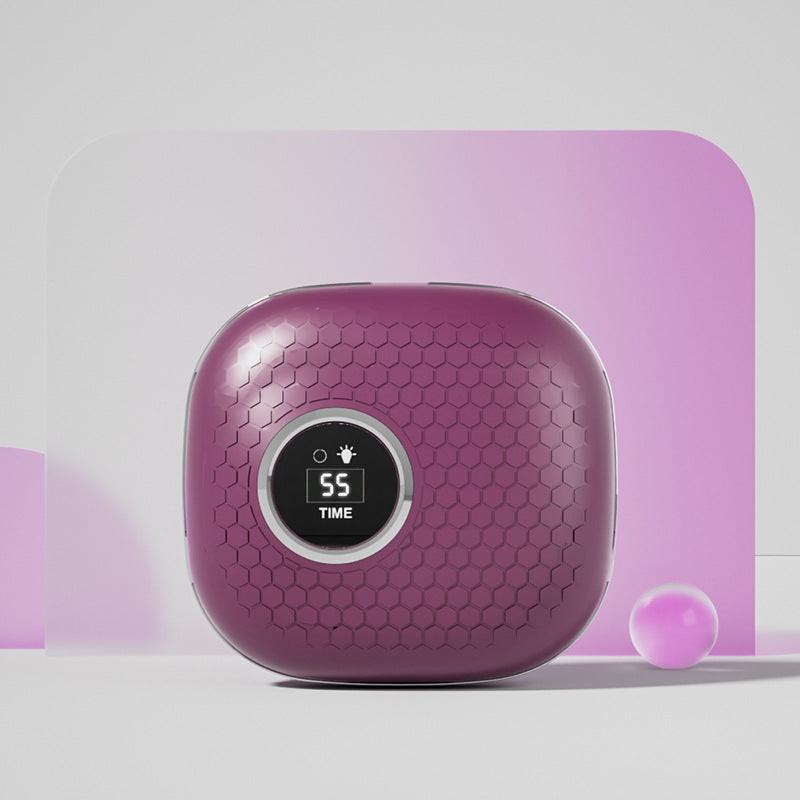 Purple Portable Sonic Wave Contact Lens Cleaner with LED Makeup Mirror - Automatic Electric Lens Cleaning Case for Daily Use.