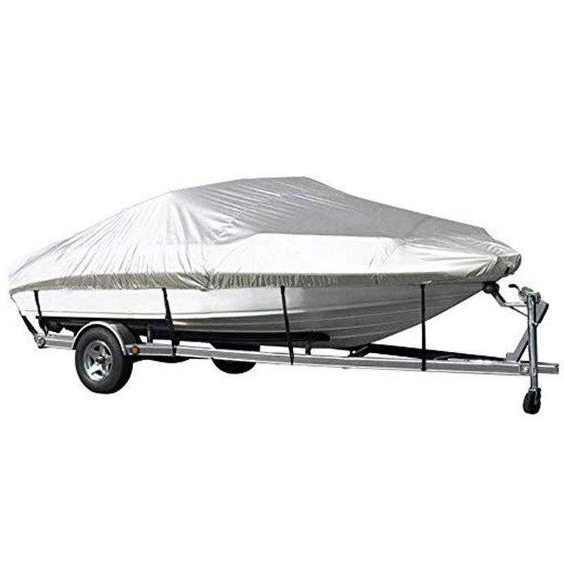 Grey Heavy Duty Waterproof Tarp Covers with Storage Bag, Fits V-Hull, Fish&Ski, Pro-Style, Fishing, Runabout, Bass Boats, 11-13 feet (420cm x 270cm).