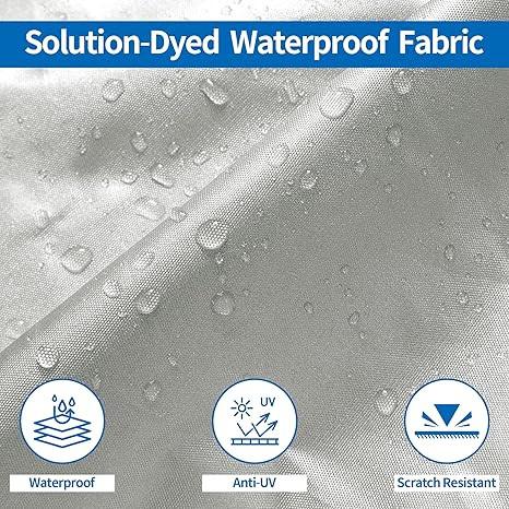 Grey Heavy Duty Waterproof Tarp Covers with Storage Bag, Fits V-Hull, Fish&Ski, Pro-Style, Fishing, Runabout, Bass Boats, 11-13 feet (420cm x 270cm).
