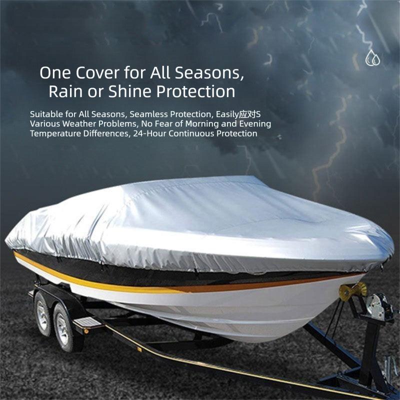 Black Heavy Duty Waterproof Tarp Covers with Storage Bag, Fits V-Hull, Fish&Ski, Pro-Style, Fishing, Runabout, Bass Boats, 11-13 feet (420cm x 270cm).