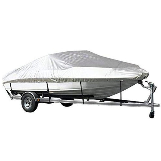 Grey Heavy Duty Waterproof Tarp Covers with Storage Bag, Fits V-Hull, Fish&Ski, Pro-Style, Fishing, Runabout, Bass Boats, 16-18FT(570cm*300cm).