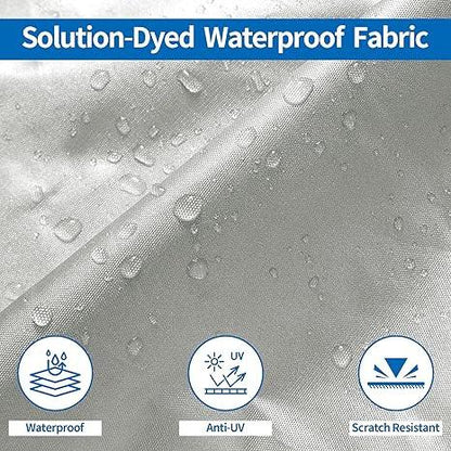 Black Heavy Duty Waterproof Tarp Covers with Storage Bag, Fits V-Hull, Fish&Ski, Pro-Style, Fishing, Runabout, Bass Boats, 16-18FT(570cm*300cm).