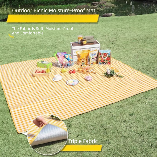 Yellow Lightweight Thickened Picnic Mat â Waterproof Outdoor Camping Ground Sheet for Hiking, Parks and Picnics(2*2Mï¼.