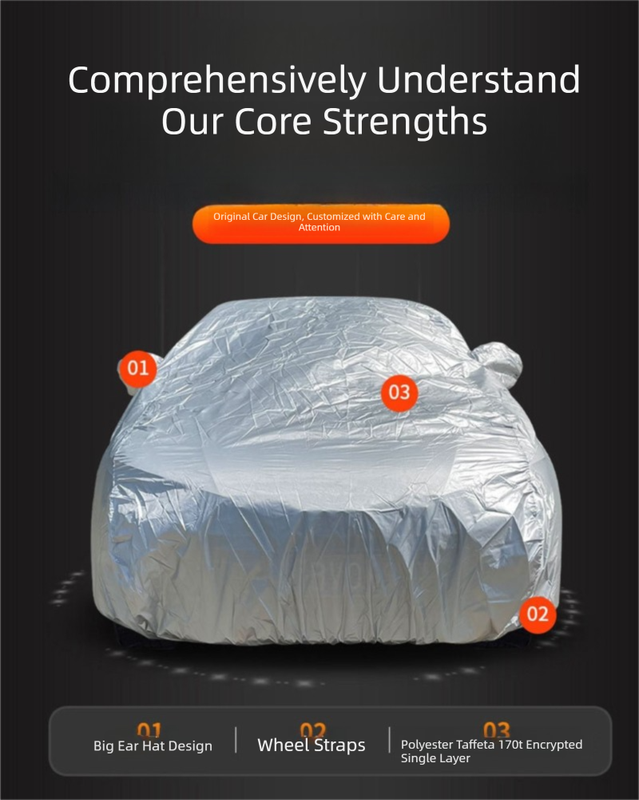 Silver 2S Universal Car Cover – 170T Taffeta Fabric, All-Weather Protection for Cars(3500×1700×1500MM)