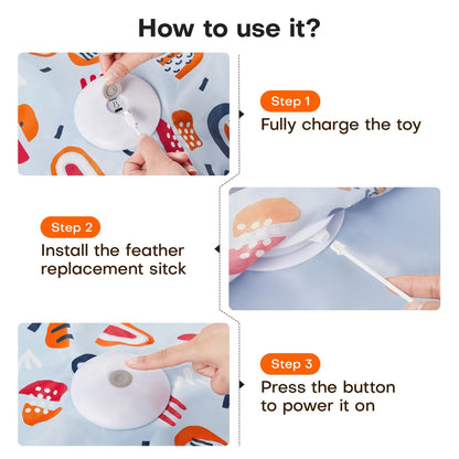 Blue Interactive Cat Toys Rechargeable,Moving Concealed Feathers,Real Mouse Squeaky,Touch Activated Cat Kitten Toy Exercise Toys for Indoor Bored Adult Cats