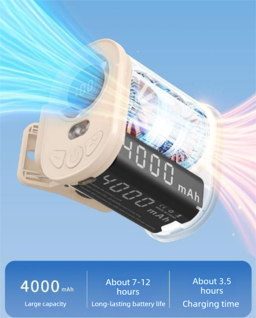 White High-Speed Mini Clip Fan with 360Â° Rotation â Portable, Rechargeable & Multi-Functional Cooling Solution.