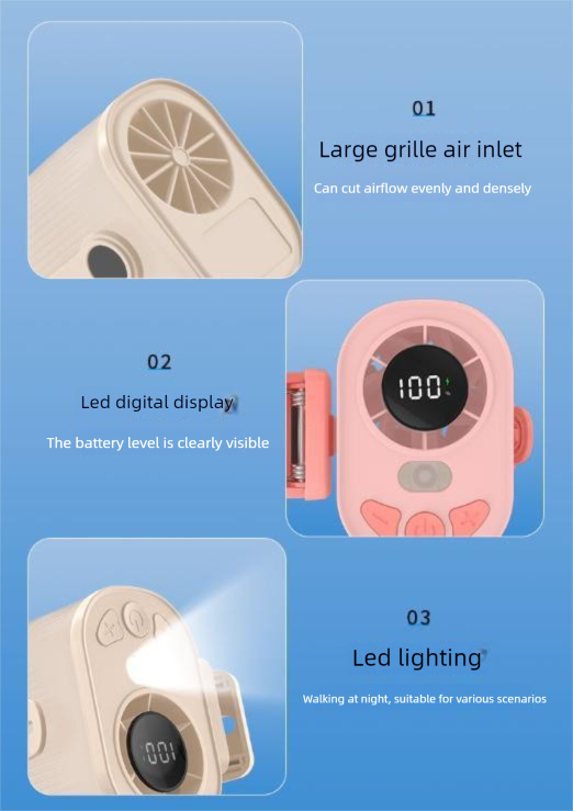 White High-Speed Mini Clip Fan with 360Â° Rotation â Portable, Rechargeable & Multi-Functional Cooling Solution.