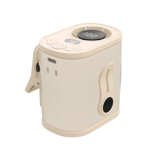 Beige High-Speed Mini Clip Fan with 360Â° Rotation â Portable, Rechargeable & Multi-Functional Cooling Solution.
