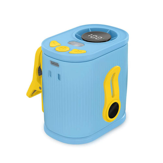 Blue High-Speed Mini Clip Fan with 360Â° Rotation â Portable, Rechargeable & Multi-Functional Cooling Solution.