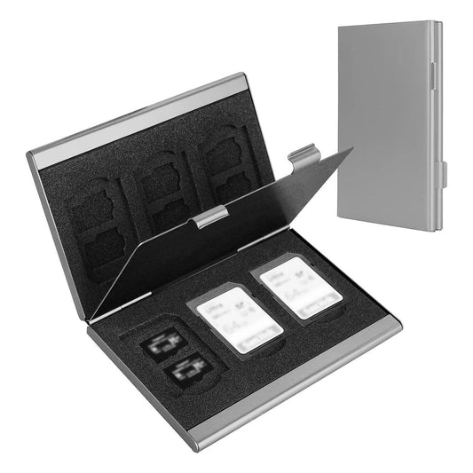 Silver High-Quality Aluminum SD & TF Card Case â Premium Storage Solution for Memory Cards(Memory card not included).