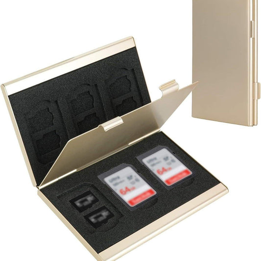 Gold High-Quality Aluminum SD & TF Card Case â Premium Storage Solution for Memory Cards(Memory card not included).