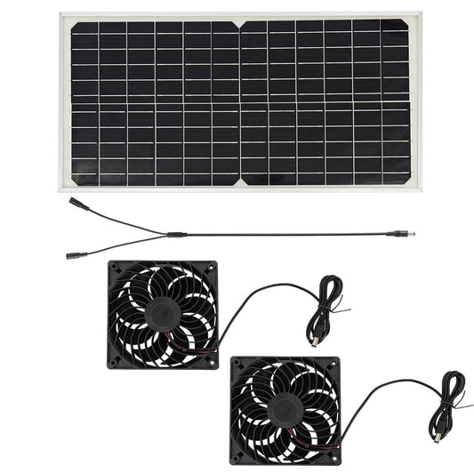Solar Panel Fan Kit â 16W Monocrystalline Solar Powered Ventilation System with Dual Fans.