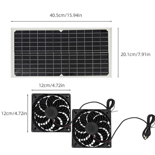 Solar Panel Fan Kit â 16W Monocrystalline Solar Powered Ventilation System with Dual Fans.